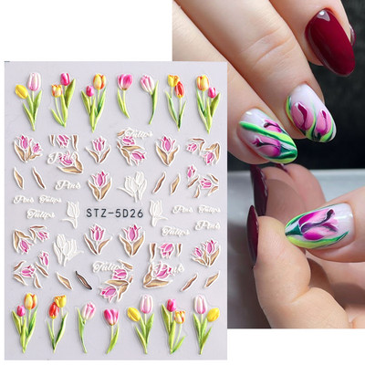 5D Relief Cute Bears Snow Nails Αυτοκόλλητα Χειμερινά γάντια Snowflake Χριστουγεννιάτικη διακόσμηση Σχέδιο μανικιούρ Αυτοκόλλητα για το νέο έτος JI-5D20