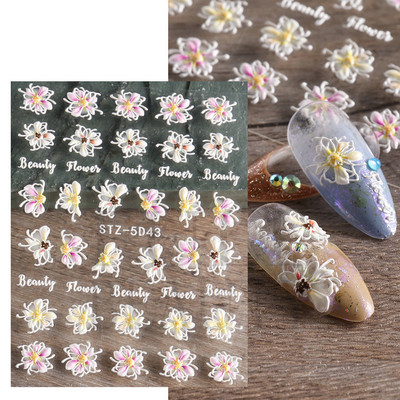 5D Relief Cute Bears Snow Nails Αυτοκόλλητα Χειμερινά γάντια Snowflake Χριστουγεννιάτικη διακόσμηση Σχέδιο μανικιούρ Αυτοκόλλητα για το νέο έτος JI-5D20