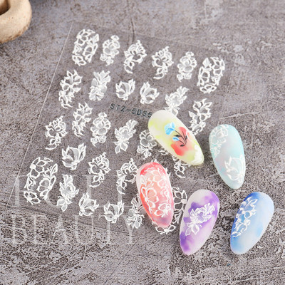 5D Relief Cute Bears Snow Nails Αυτοκόλλητα Χειμερινά γάντια Snowflake Χριστουγεννιάτικη διακόσμηση Σχέδιο μανικιούρ Αυτοκόλλητα για το νέο έτος JI-5D20