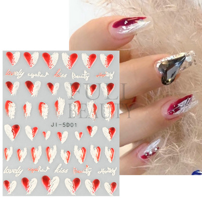5D Relief Cute Bears Snow Nails Αυτοκόλλητα Χειμερινά γάντια Snowflake Χριστουγεννιάτικη διακόσμηση Σχέδιο μανικιούρ Αυτοκόλλητα για το νέο έτος JI-5D20