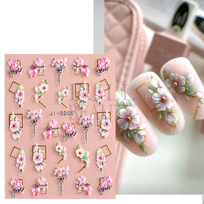 5D Relief Cute Bears Snow Nails Αυτοκόλλητα Χειμερινά γάντια Snowflake Χριστουγεννιάτικη διακόσμηση Σχέδιο μανικιούρ Αυτοκόλλητα για το νέο έτος JI-5D20