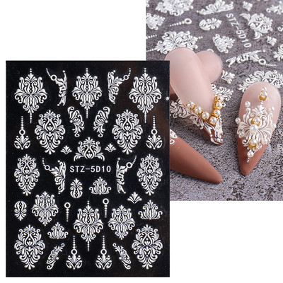 5D Relief Cute Bears Snow Nails Αυτοκόλλητα Χειμερινά γάντια Snowflake Χριστουγεννιάτικη διακόσμηση Σχέδιο μανικιούρ Αυτοκόλλητα για το νέο έτος JI-5D20