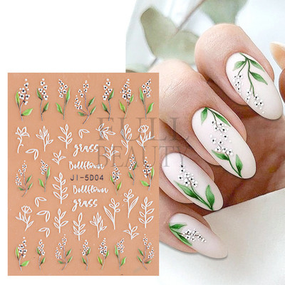 5D Relief Cute Bears Snow Nails Αυτοκόλλητα Χειμερινά γάντια Snowflake Χριστουγεννιάτικη διακόσμηση Σχέδιο μανικιούρ Αυτοκόλλητα για το νέο έτος JI-5D20