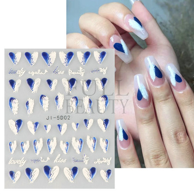 5D Relief Cute Bears Snow Nails Αυτοκόλλητα Χειμερινά γάντια Snowflake Χριστουγεννιάτικη διακόσμηση Σχέδιο μανικιούρ Αυτοκόλλητα για το νέο έτος JI-5D20
