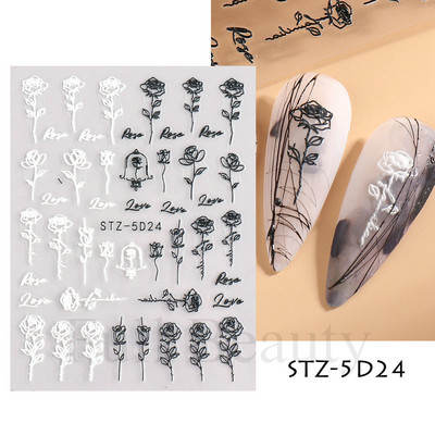 5D Relief Cute Bears Snow Nails Αυτοκόλλητα Χειμερινά γάντια Snowflake Χριστουγεννιάτικη διακόσμηση Σχέδιο μανικιούρ Αυτοκόλλητα για το νέο έτος JI-5D20
