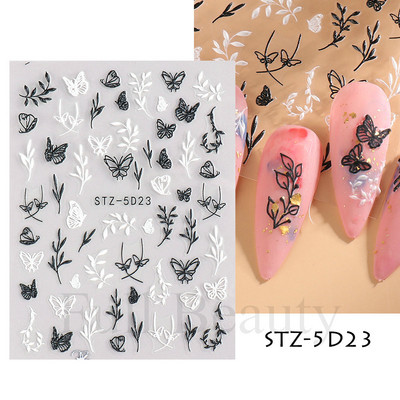 5D Relief Cute Bears Snow Nails Αυτοκόλλητα Χειμερινά γάντια Snowflake Χριστουγεννιάτικη διακόσμηση Σχέδιο μανικιούρ Αυτοκόλλητα για το νέο έτος JI-5D20