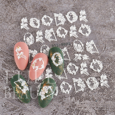5D Relief Cute Bears Snow Nails Αυτοκόλλητα Χειμερινά γάντια Snowflake Χριστουγεννιάτικη διακόσμηση Σχέδιο μανικιούρ Αυτοκόλλητα για το νέο έτος JI-5D20