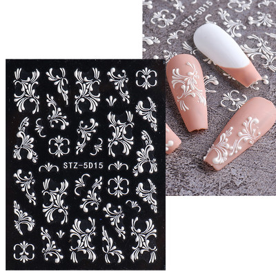 5D Relief Cute Bears Snow Nails Αυτοκόλλητα Χειμερινά γάντια Snowflake Χριστουγεννιάτικη διακόσμηση Σχέδιο μανικιούρ Αυτοκόλλητα για το νέο έτος JI-5D20