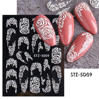 5D Relief Cute Bears Snow Nails Αυτοκόλλητα Χειμερινά γάντια Snowflake Χριστουγεννιάτικη διακόσμηση Σχέδιο μανικιούρ Αυτοκόλλητα για το νέο έτος JI-5D20
