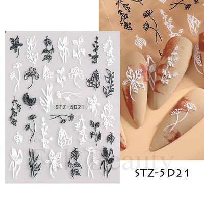 5D Relief Cute Bears Snow Nails Αυτοκόλλητα Χειμερινά γάντια Snowflake Χριστουγεννιάτικη διακόσμηση Σχέδιο μανικιούρ Αυτοκόλλητα για το νέο έτος JI-5D20