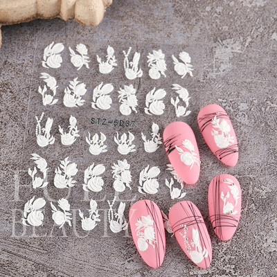 5D Relief Cute Bears Snow Nails Αυτοκόλλητα Χειμερινά γάντια Snowflake Χριστουγεννιάτικη διακόσμηση Σχέδιο μανικιούρ Αυτοκόλλητα για το νέο έτος JI-5D20