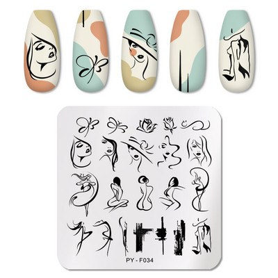 PICT YOU Lemon Fruits Nail Stamping Plates Lines Animal Geometry theme Flower Template Mold Nail Art Stencil