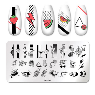 PICT YOU Lemon Fruits Nail Stamping Plates Lines Animal Geometry theme Flower Template Mold Nail Art Stencil