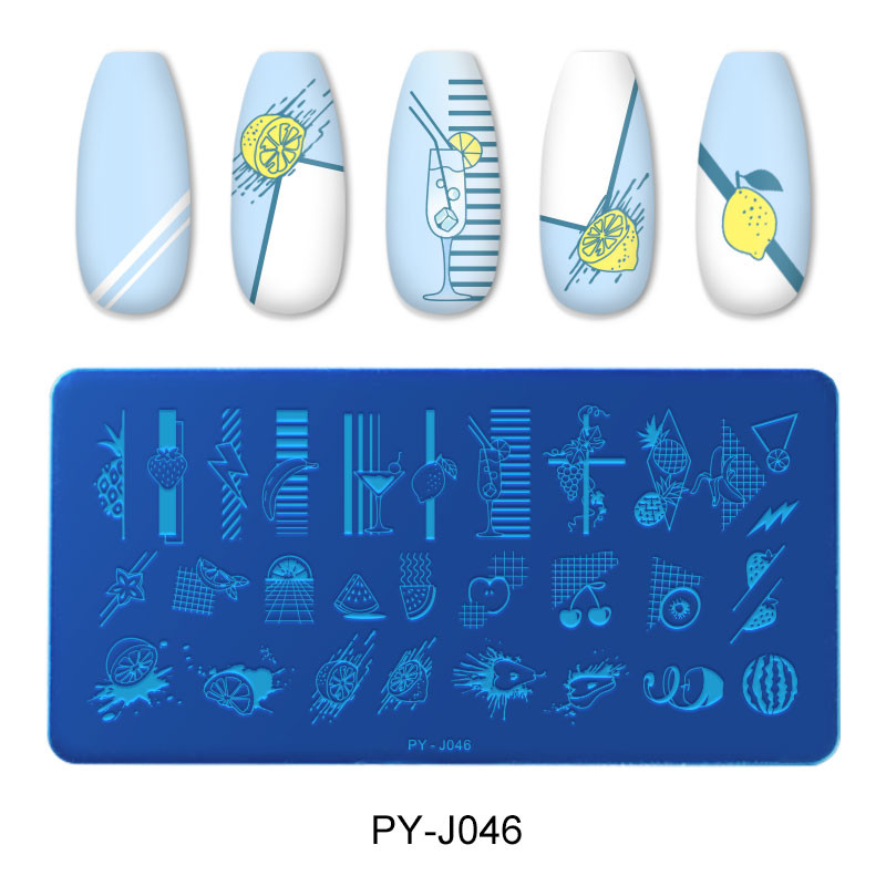 PICT YOU Lemon Fruits Nail Stamping Plates Lines Animal Geometry theme Flower Template Mold Nail Art Stencil