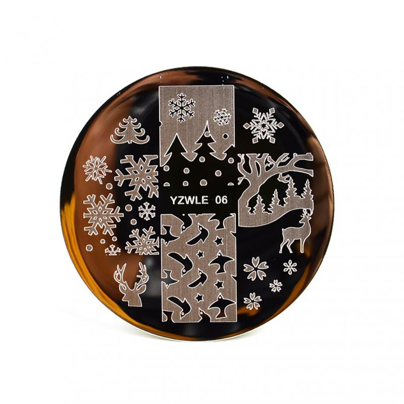 Πλάκα για σφράγιση νυχιών, λουλούδι, ζωάκι δαντέλα 2022 Πρωτοχρονιά Καλά Χριστούγεννα Σχέδιο Πρότυπο Νυχιών Στένσιλ εικόνας για μανικιούρ