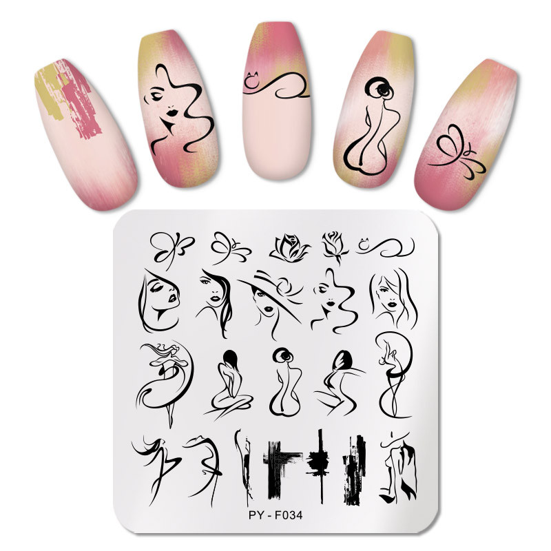 PICT YOU Πλάκες σφράγισης νυχιών Γραμμή εικόνας φύλλου γεωμετρίας μοτίβο σφραγίδας Πρότυπο πλάκας τέχνης νυχιών Εργαλεία στένσιλ από ανοξείδωτο χάλυβα