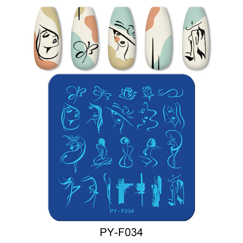PICT YOU Πλάκες σφράγισης νυχιών Γραμμή εικόνας φύλλου γεωμετρίας μοτίβο σφραγίδας Πρότυπο πλάκας τέχνης νυχιών Εργαλεία στένσιλ από ανοξείδωτο χάλυβα