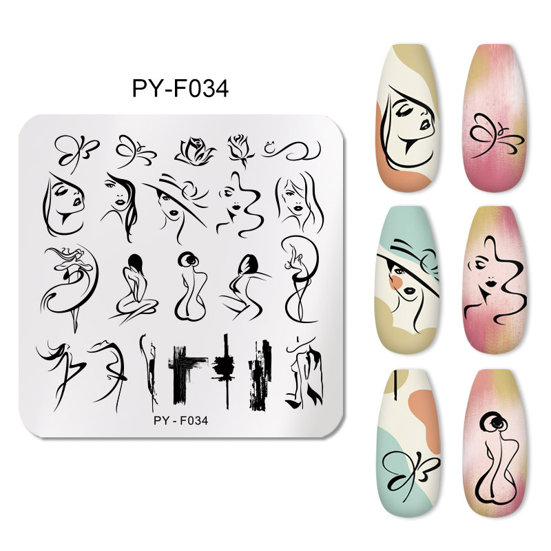 PICT YOU Πλάκες σφράγισης νυχιών Γραμμή εικόνας φύλλου γεωμετρίας μοτίβο σφραγίδας Πρότυπο πλάκας τέχνης νυχιών Εργαλεία στένσιλ από ανοξείδωτο χάλυβα