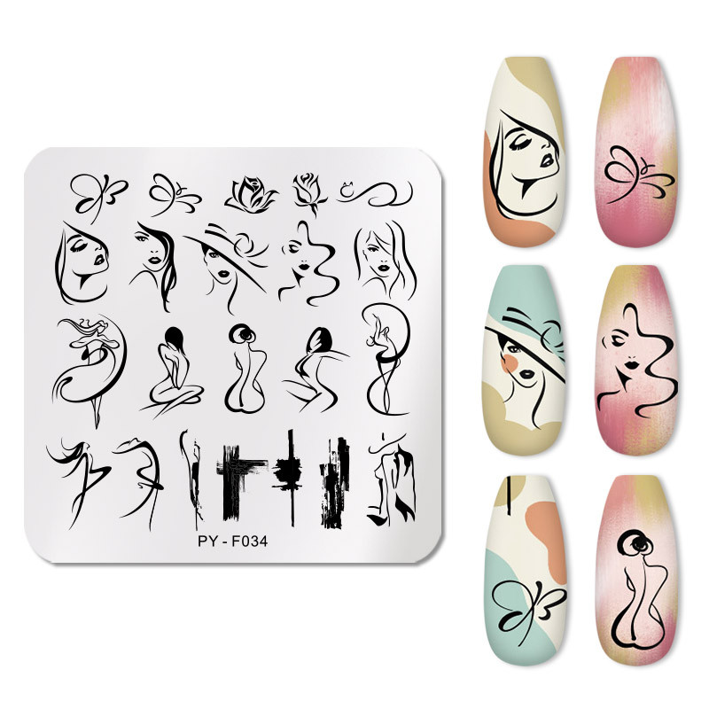 PICT YOU Πλάκες σφράγισης νυχιών Γραμμή εικόνας φύλλου γεωμετρίας μοτίβο σφραγίδας Πρότυπο πλάκας τέχνης νυχιών Εργαλεία στένσιλ από ανοξείδωτο χάλυβα
