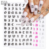 3D Nail Art Kleebised Gooti kiri Must Kuld Lahe Disain Alfabeet Liim Liugur Küünte kiri Maniküür Dekoratsioon CHXF3262