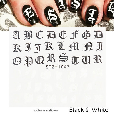 3D Nail Art Kleebised Gooti kiri Must Kuld Lahe Disain Alfabeet Liim Liugur Küünte kiri Maniküür Dekoratsioon CHXF3262