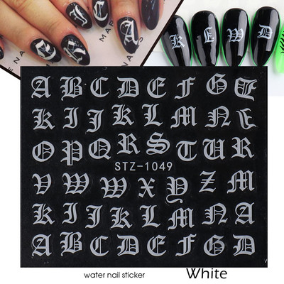 3D Nail Art Kleebised Gooti kiri Must Kuld Lahe Disain Alfabeet Liim Liugur Küünte kiri Maniküür Dekoratsioon CHXF3262