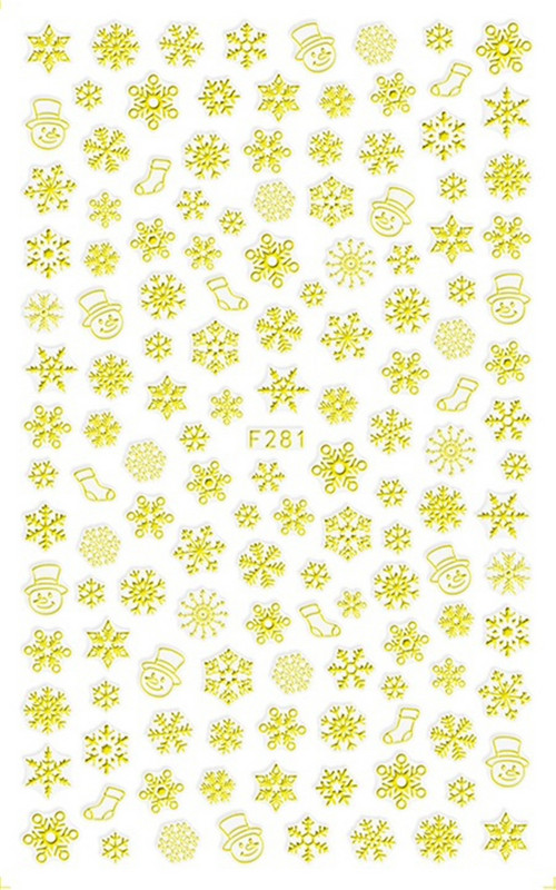 Αυτοκόλλητο με 1 φύλλο 3D λευκόχρυσο Χριστουγεννιάτικο συρόμενο αυτοκόλλητο νυχιών Αυτοκόλλητα νιφάδες χιονιού Πρωτοχρονιάτικα αυτοκόλλητα μεμβράνη για μανικιούρ Διακοσμητικά αυτοκόλλητα ομορφιάς