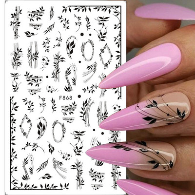 Αυτοκόλλητο 3D Abstract Line Nail Art Ροζ χρυσό λωρίδες γκράφιτι γεωμετρία γαλλικό για μανικιούρ Μπρονζέ συρόμενο χαρτί διακόσμηση