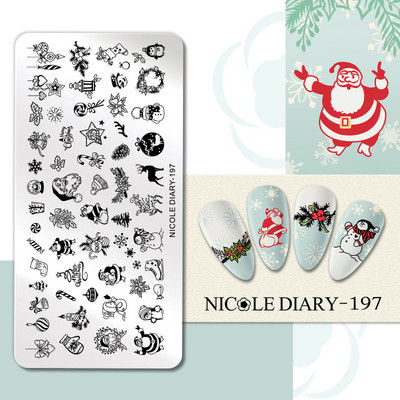 NICOLE DIARY Fire Flower Πλάκες σφράγισης νυχιών Σέξι κορίτσι Love Heart με στένσιλ Πρότυπα σφραγίδας τέχνης μανικιούρ Εργαλείο τέχνης νυχιών
