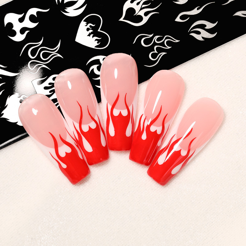 NICOLE DIARY Fire Flower Πλάκες σφράγισης νυχιών Σέξι κορίτσι Love Heart με στένσιλ Πρότυπα σφραγίδας τέχνης μανικιούρ Εργαλείο τέχνης νυχιών