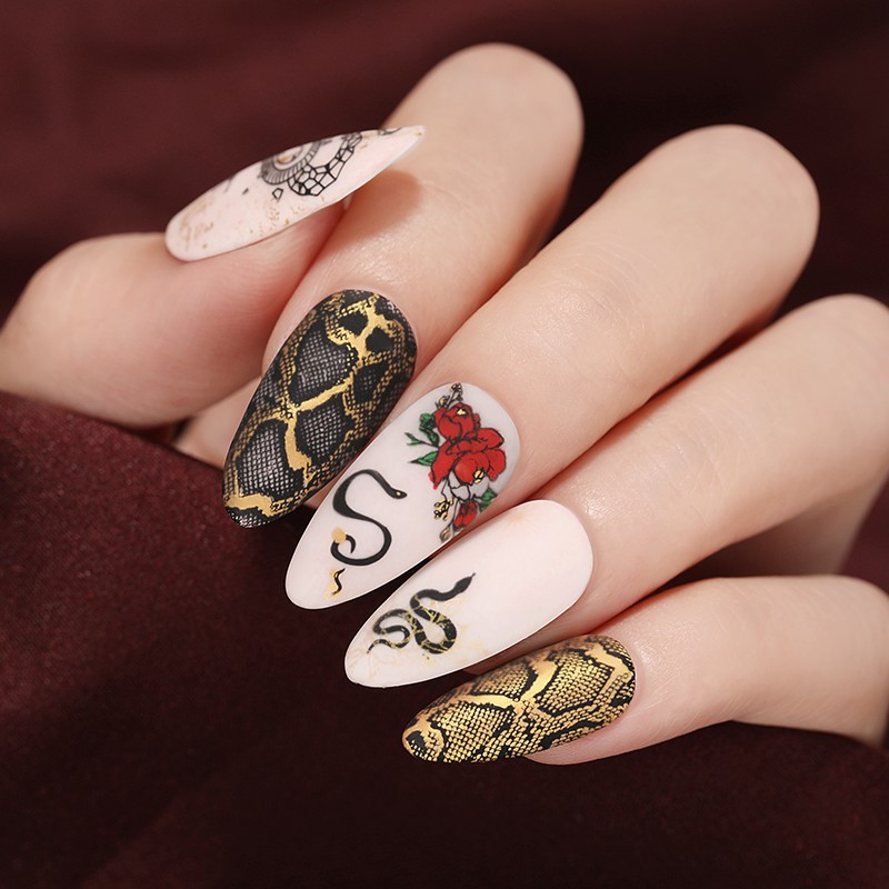 ΗΜΕΡΟΛΟΓΙΟ NICOLE Snake Leopard Πλάκες Σφράγισης Νυχιών Γεωμετρικές Γραμμές Φύλλα Λουλούδια Σχεδιασμός Εικόνα Πλάκες εκτύπωσης Στένσιλ Εργαλεία σφραγίδας