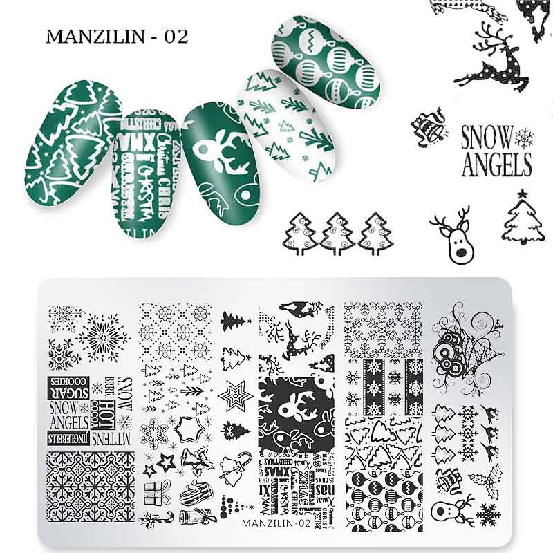 Νέες χριστουγεννιάτικες πλάκες για σφράγιση νυχιών Snowflakes Santa Claus Winter Nail Art Stamp Template Image Plate Stencil Εργαλεία μανικιούρ DIY