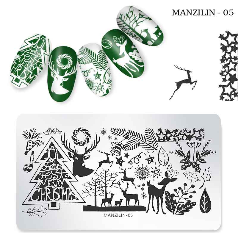Νέες χριστουγεννιάτικες πλάκες για σφράγιση νυχιών Snowflakes Santa Claus Winter Nail Art Stamp Template Image Plate Stencil Εργαλεία μανικιούρ DIY