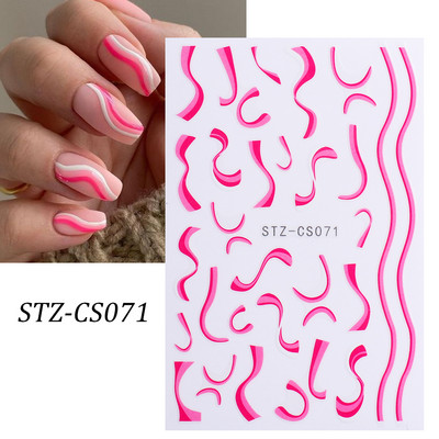 1 φύλλο Μαύρα άσπρα αυτοκόλλητα Star 3D Nail Art Sliders Moon Fire Smiling Checkerboard Εικόνα Αυτοκόλλητο μεμβράνη διακοσμητικά JISTZ-CS076