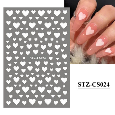1 φύλλο Μαύρα άσπρα αυτοκόλλητα Star 3D Nail Art Sliders Moon Fire Smiling Checkerboard Εικόνα Αυτοκόλλητο μεμβράνη διακοσμητικά JISTZ-CS076