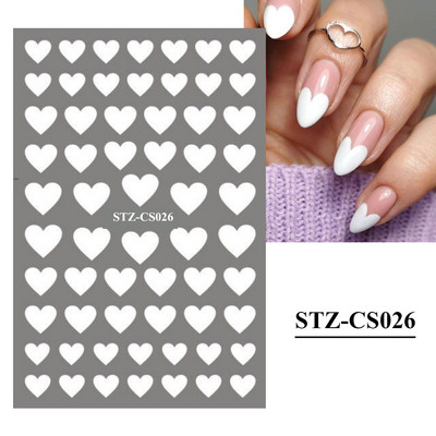 1 φύλλο Μαύρα άσπρα αυτοκόλλητα Star 3D Nail Art Sliders Moon Fire Smiling Checkerboard Εικόνα Αυτοκόλλητο μεμβράνη διακοσμητικά JISTZ-CS076