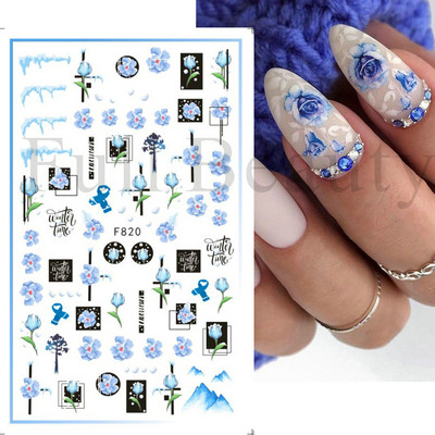 1 φύλλο Μαύρα άσπρα αυτοκόλλητα Star 3D Nail Art Sliders Moon Fire Smiling Checkerboard Εικόνα Αυτοκόλλητο μεμβράνη διακοσμητικά JISTZ-CS076