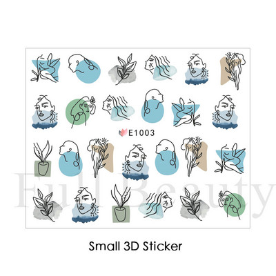1 φύλλο Μαύρα άσπρα αυτοκόλλητα Star 3D Nail Art Sliders Moon Fire Smiling Checkerboard Εικόνα Αυτοκόλλητο μεμβράνη διακοσμητικά JISTZ-CS076