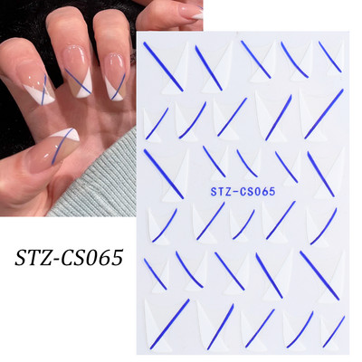 1 φύλλο Μαύρα άσπρα αυτοκόλλητα Star 3D Nail Art Sliders Moon Fire Smiling Checkerboard Εικόνα Αυτοκόλλητο μεμβράνη διακοσμητικά JISTZ-CS076