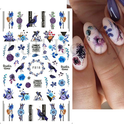 1 φύλλο Μαύρα άσπρα αυτοκόλλητα Star 3D Nail Art Sliders Moon Fire Smiling Checkerboard Εικόνα Αυτοκόλλητο μεμβράνη διακοσμητικά JISTZ-CS076