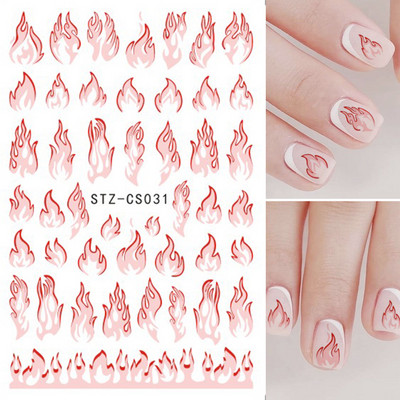 1 φύλλο Μαύρα άσπρα αυτοκόλλητα Star 3D Nail Art Sliders Moon Fire Smiling Checkerboard Εικόνα Αυτοκόλλητο μεμβράνη διακοσμητικά JISTZ-CS076