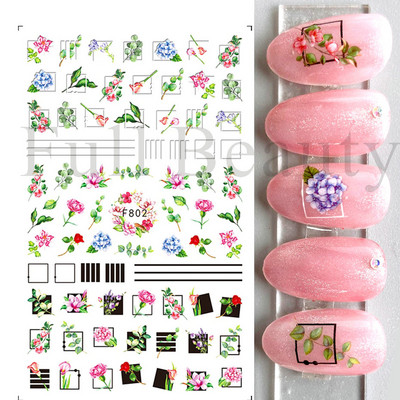 1 φύλλο Μαύρα άσπρα αυτοκόλλητα Star 3D Nail Art Sliders Moon Fire Smiling Checkerboard Εικόνα Αυτοκόλλητο μεμβράνη διακοσμητικά JISTZ-CS076