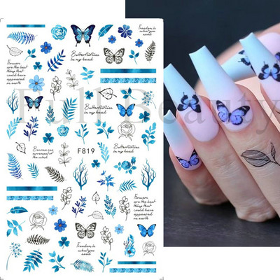 1 φύλλο Μαύρα άσπρα αυτοκόλλητα Star 3D Nail Art Sliders Moon Fire Smiling Checkerboard Εικόνα Αυτοκόλλητο μεμβράνη διακοσμητικά JISTZ-CS076