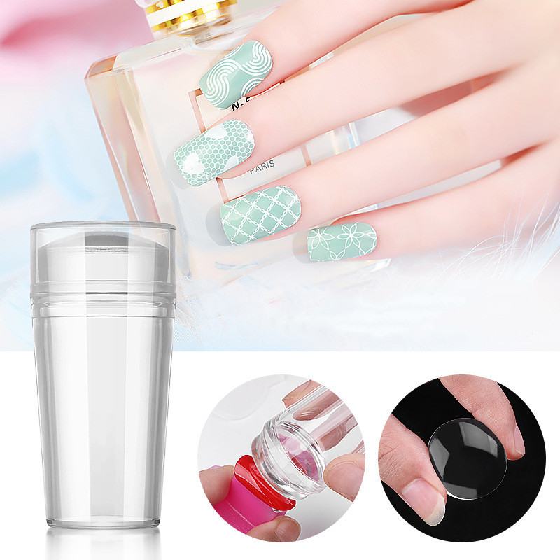 Prozirni pečat za nokte sa strugalicom 2 komada žele silikonskog pečata za francuske nokte Set alata za manikuru Nail Art Stamping