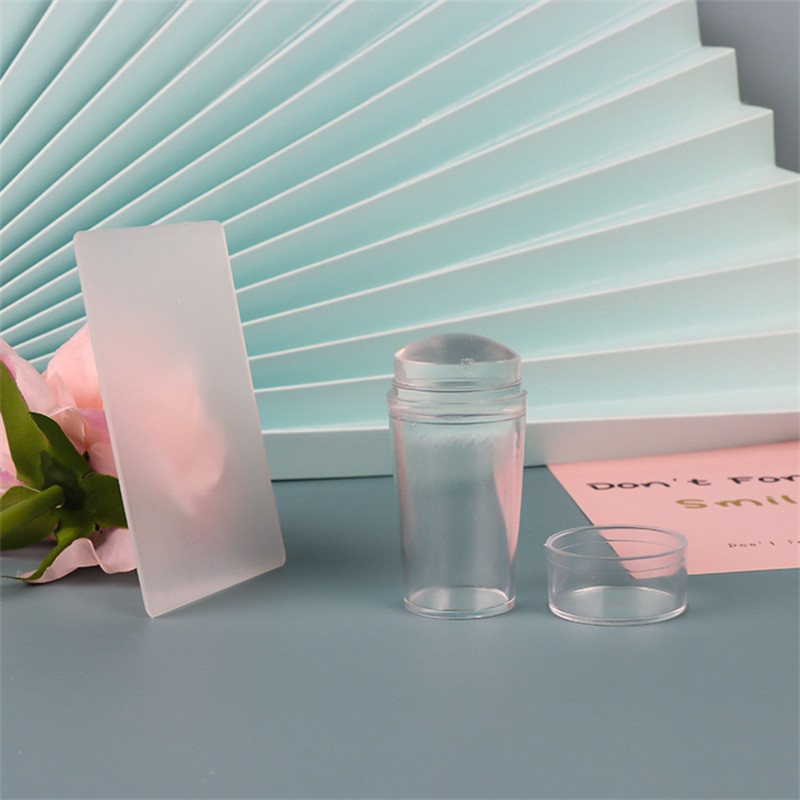 Prozirni pečat za nokte sa strugalicom 2 komada žele silikonskog pečata za francuske nokte Set alata za manikuru Nail Art Stamping