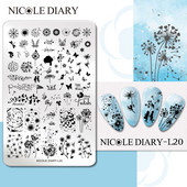 NICOLE DIARY Big Rectangle Nail Stamping Plate Πρότυπα σφραγίδας φύλλων λουλουδιών DIY εκτύπωση στένσιλ μανικιούρ πεταλούδας