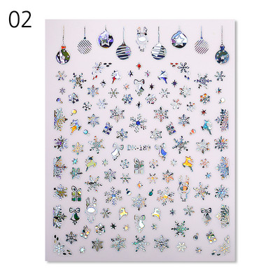 Sparkly Silver Χριστουγεννιάτικο 3D αυτοκόλλητο νυχιών Αυτοκόλλητα αυτοκόλλητα αυτοκόλλητα μεταφοράς Αυτοκόλλητα για νύχια Snowflakes Slider διακόσμησης