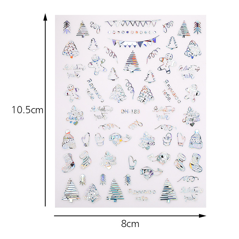 Sparkly Silver Χριστουγεννιάτικο 3D αυτοκόλλητο νυχιών Αυτοκόλλητα αυτοκόλλητα αυτοκόλλητα μεταφοράς Αυτοκόλλητα για νύχια Snowflakes Slider διακόσμησης