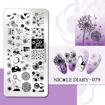 NICOLE DIARY Blue Butterfly Nail Art tempelplaat Love Heart Wave Line Image Küünetempli mallid UV-geel-lakiga trükitööriistad