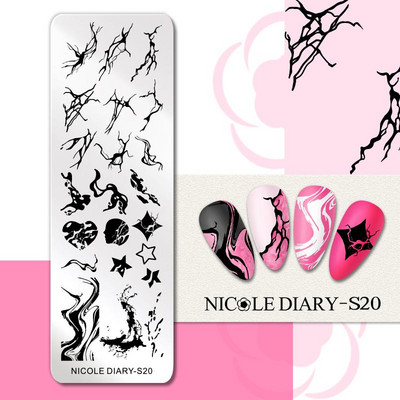 NICOLE DIARY Blue Butterfly Nail Art tempelplaat Love Heart Wave Line Image Küünetempli mallid UV-geel-lakiga trükitööriistad